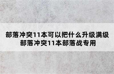 部落冲突11本可以把什么升级满级 部落冲突11本部落战专用